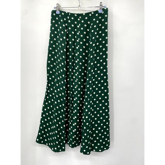 Reformation green zoe polka dot maxi slit skirt - Picture 3 of 6